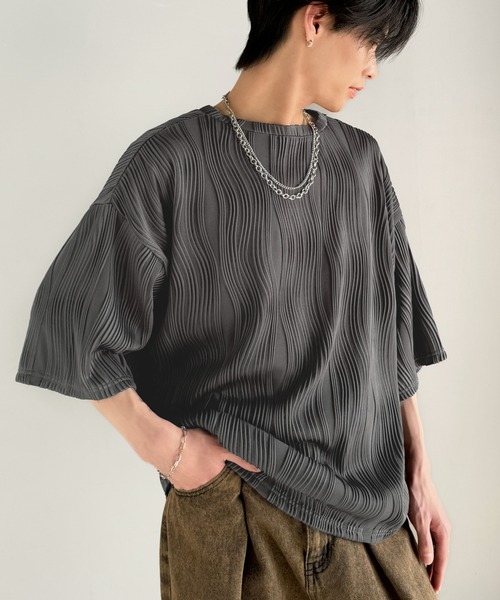 

Футболка мужская с короткими рукавами и жаккардовым узором в виде волн Classicalelf