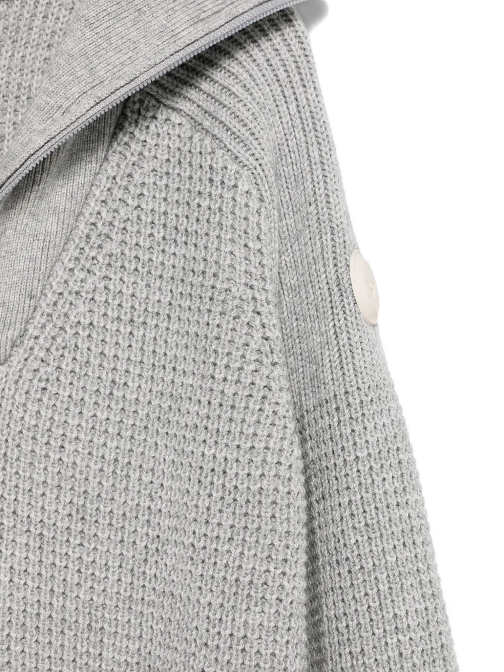 Свитер в рубчик с воротником на молнии Emporio Armani Kids, серый — фото 3