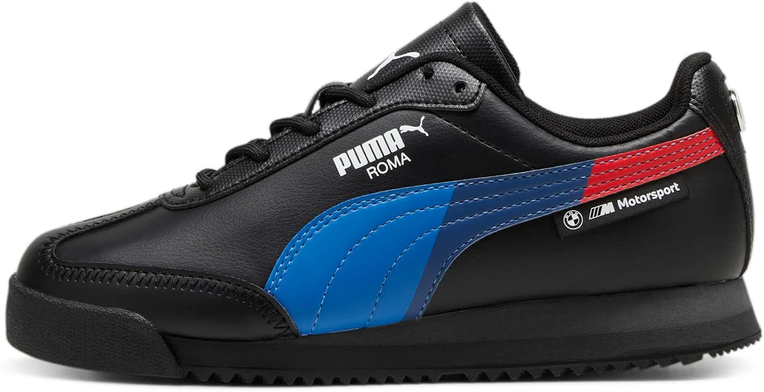 

Детские кроссовки PUMA для мальчиков BMW M Motorsport X Roma Via на шнуровке, повседневные - черные, черный/серый
