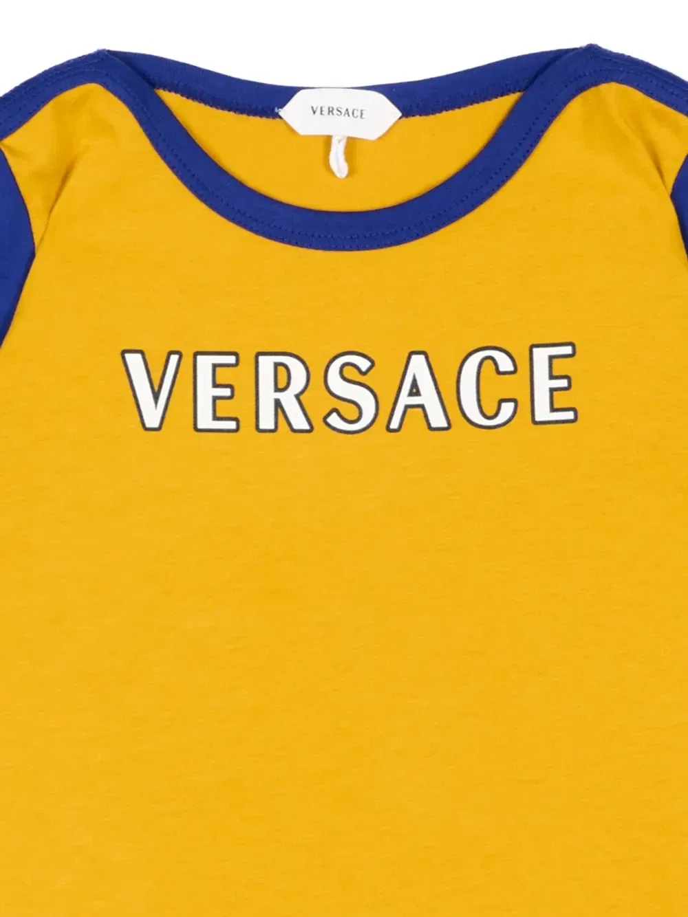 Футболка с логотипом и цветовыми блоками Versace Kids, желтый — фото 3