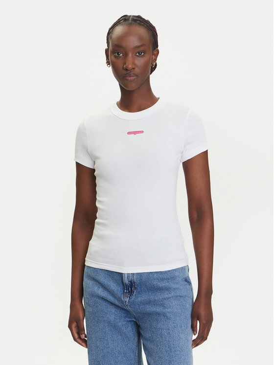 

Облегающая футболка Script Label DW0DW21402 Tommy Jeans, белый