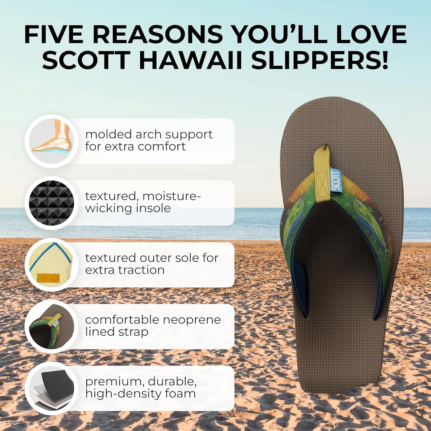 Сандалии с поддержкой стопы Scott Hawaii, темный махи — фото 2