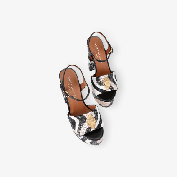 Сандалии плетеные Kurt Geiger London с украшением из страз, черный / белый — фото 2