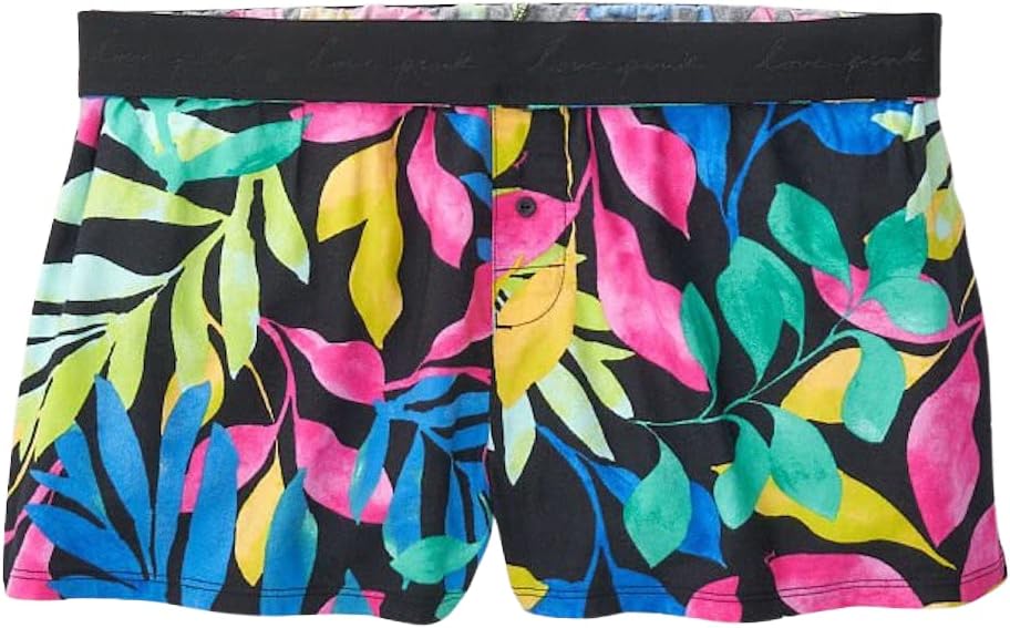 

Пижамные шорты Victoria's Secret из розовой фланели, свободные, разноцветные, тропические, новые, Tie Dye