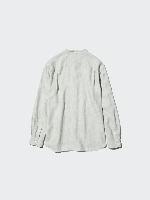 Льняная рубашка со стойкой (в полоску) Uniqlo, 31 beige — фото 4