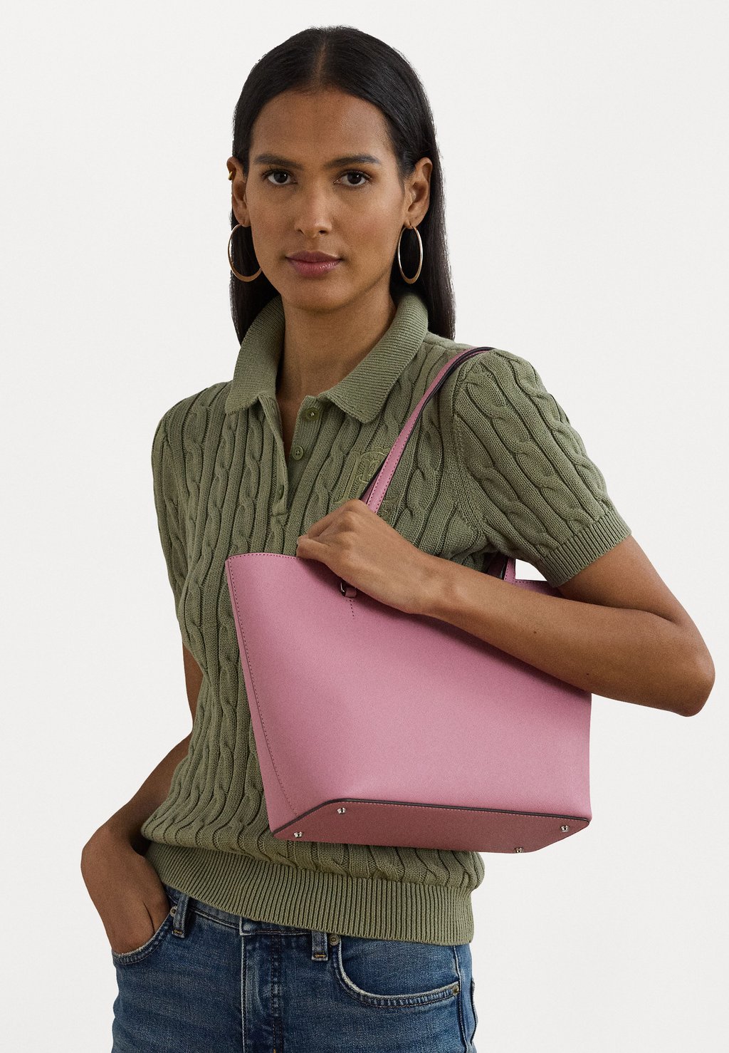 

Сумка CROSSHATCH LEATHER MEDIUM KARLY TOTE Lauren Ralph Lauren, светло-розовый