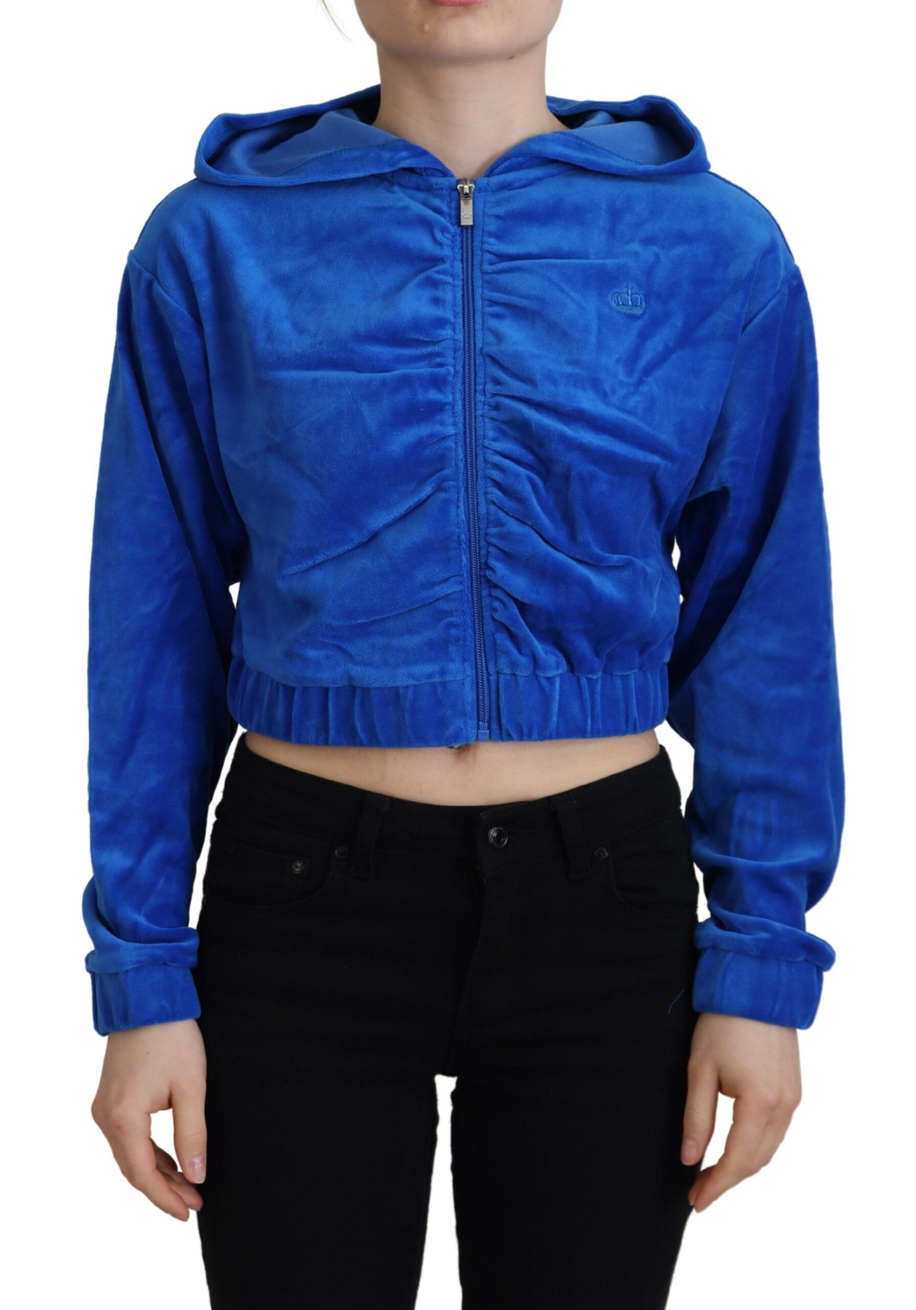 

Укороченный свитер Glam с капюшоном и молнией синего цвета Juicy Couture