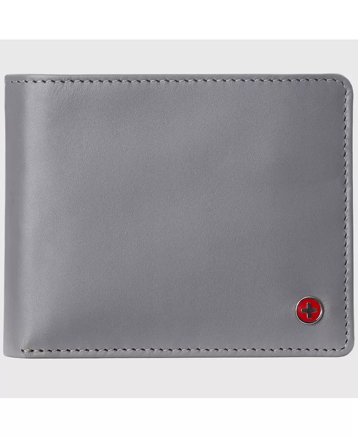 

Мужской кожаный кошелек с защитой от RFID Center Flip Commuter Bifold 2 ID Alpine Swiss, серый