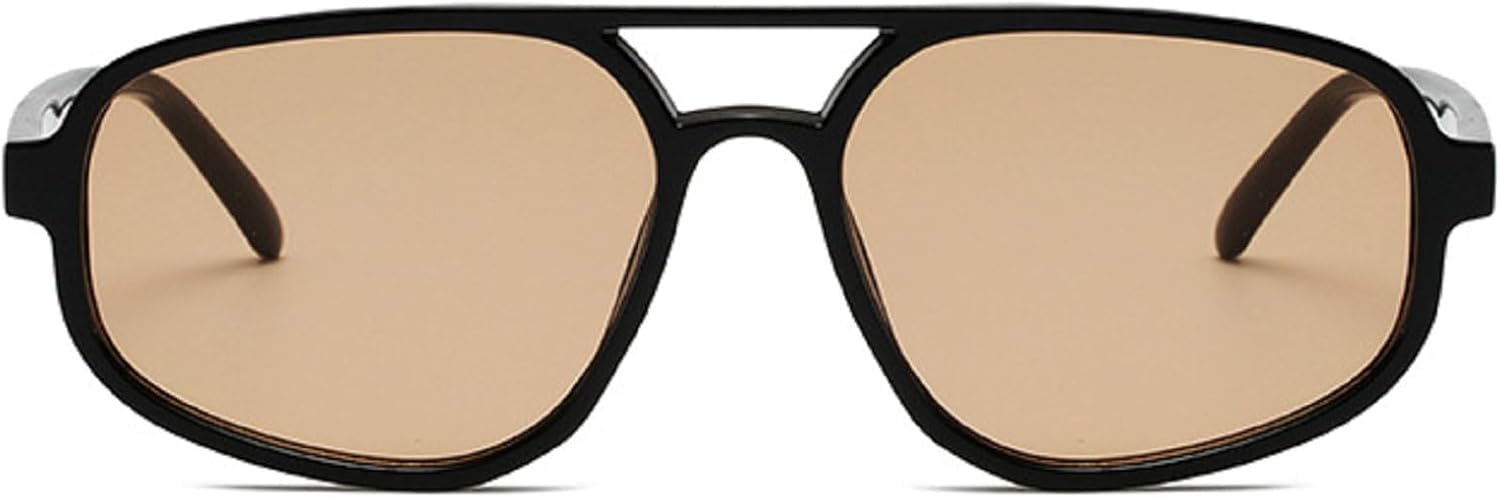 

Ретро-солнцезащитные очки с двойной перемычкой для мужчин, модные простые квадратные очки-пилот для женщин, трендовые солнцезащитные очки с защитой от УФ-излучения UV400 mincl, Champagne