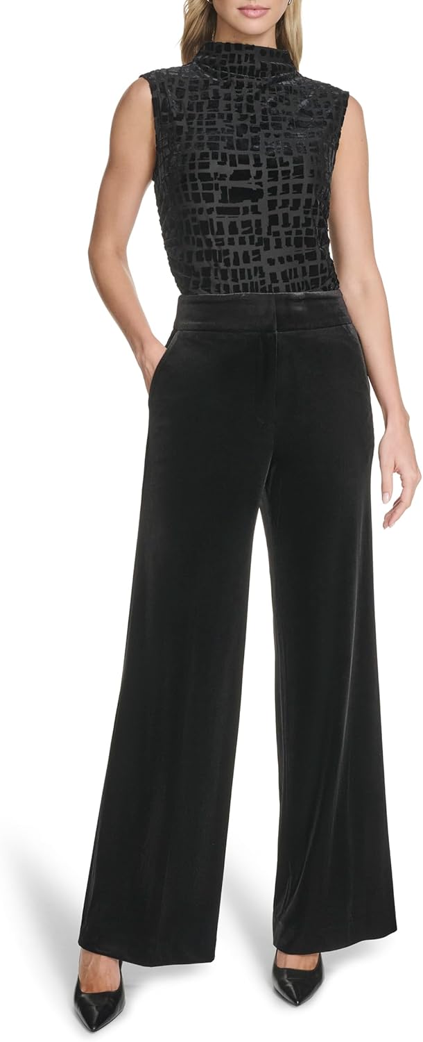 Женские брюки Calvin Klein Wide Leg со средней посадкой без пуговиц, Black — фото 2