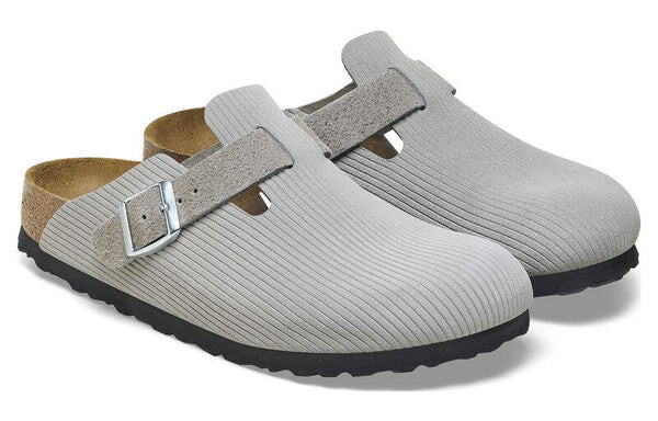 Тапочки boston suede embossed 'corduroy stone coin' Birkenstock, серый — фото 3
