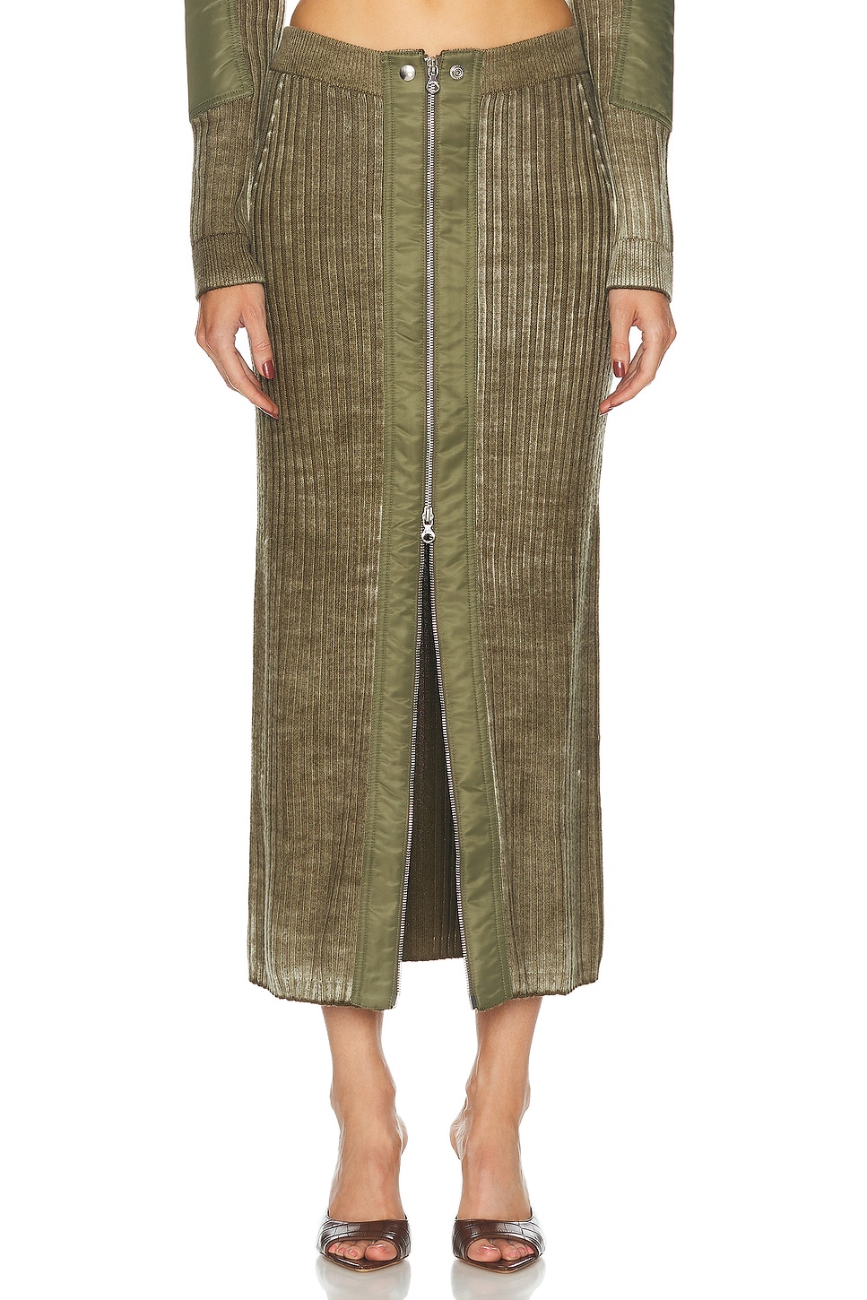 

Юбка макси на молнии спереди Diesel, цвет Olive & Green