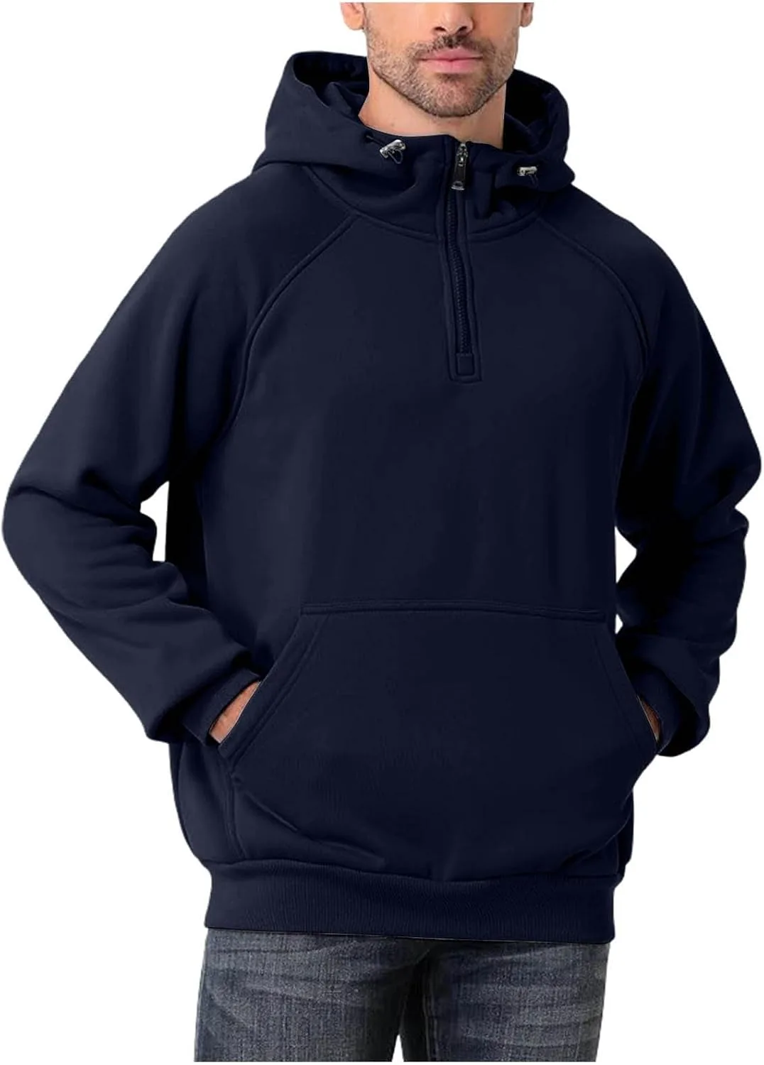 

Толстовка мужская оверсайз с капюшоном и молнией на четверть