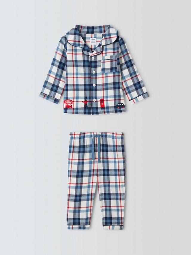 

Детский комплект пижамы Baby London в клетку John Lewis, Blue