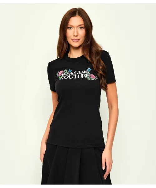 

Футболка с розой Regular fit Versace Jeans Couture, черный