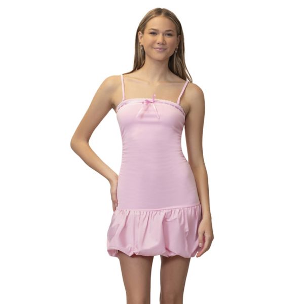 

Мини-платье с кружевом и подолом-пузырьком для юниоров Madden Girl, цвет pale pink