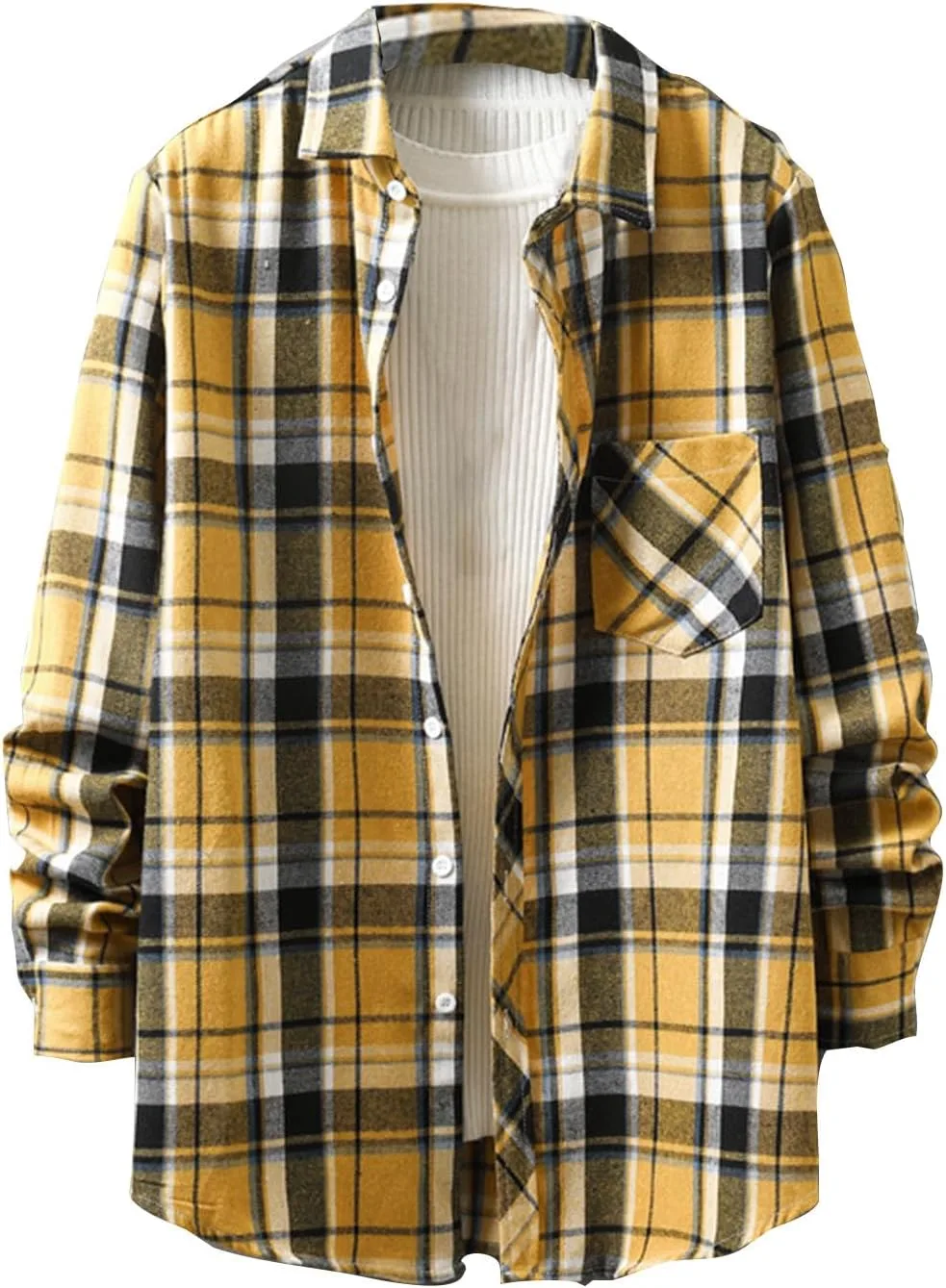 

Uillui мужская фланелевая рубашка с длинным рукавом, кнопками и карманами