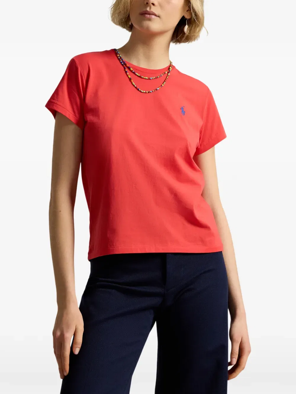 Футболка с вышитым круглым вырезом Polo Ralph Lauren, красный — фото 3