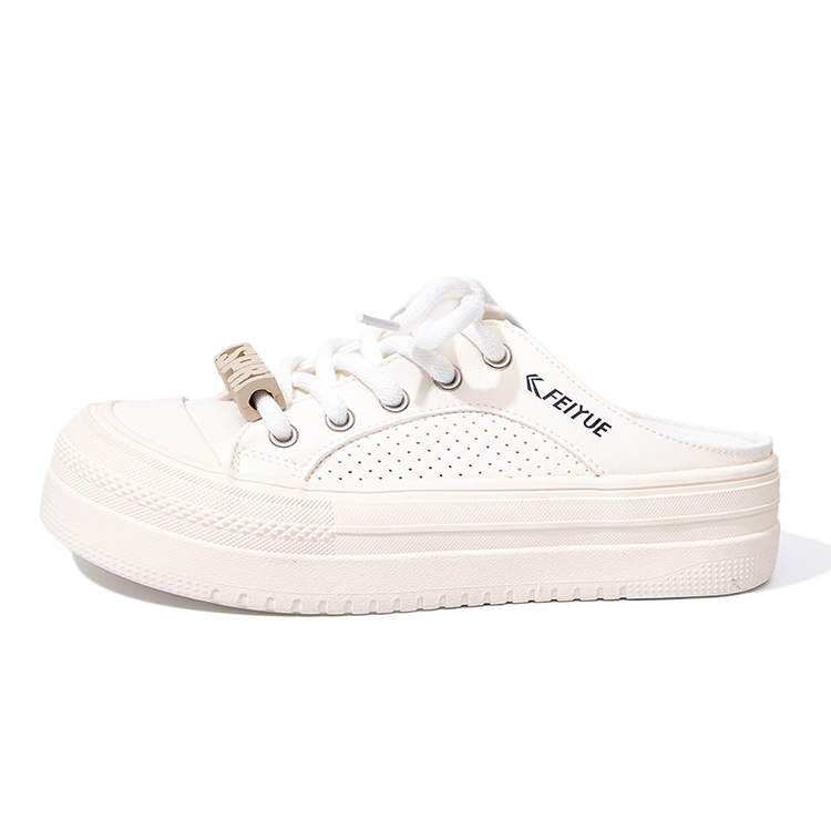Футболка женская Feiyue бежево-черная с резиновой подошвой, устойчивой к истиранию и скольжению, с закрытым носком