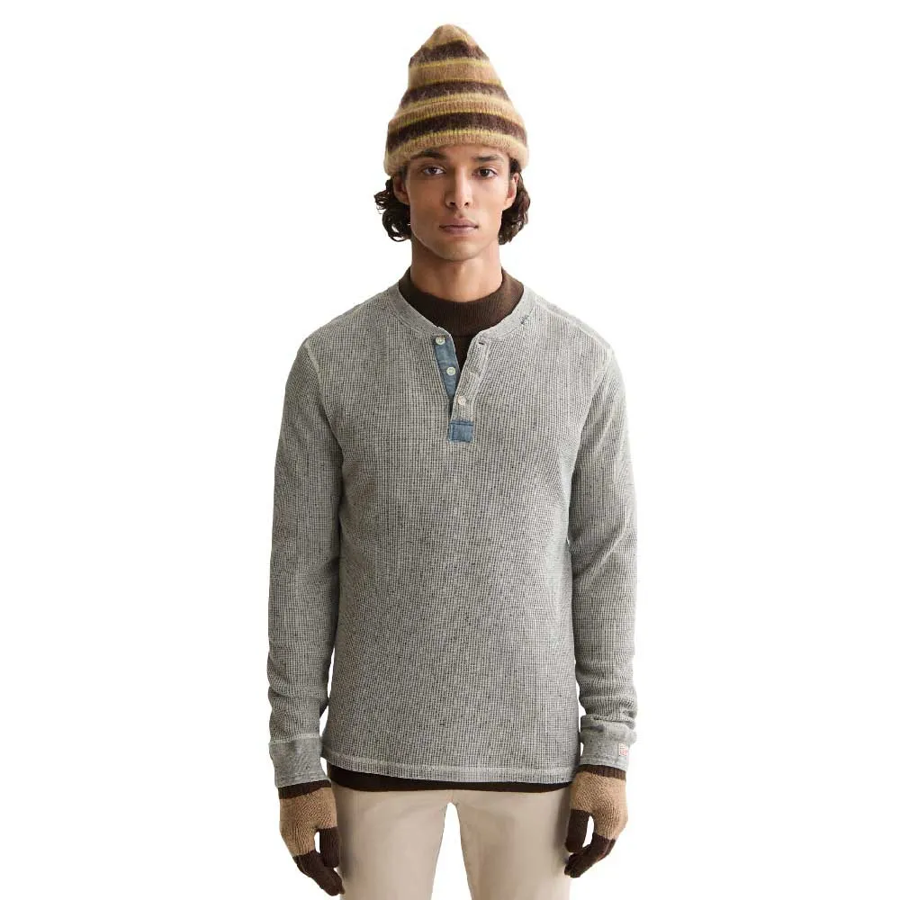 

Лонгслив Scotch & Soda Denim Washed Henley Chambray, серый