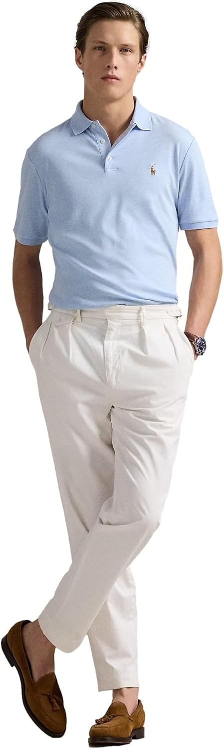 POLO RALPH LAUREN Мужская классическая футболка-поло из мягкого хлопка, Rl Office Blue Heather — фото 3