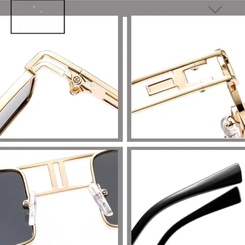 

Солнцезащитные очки прямоугольной формы 2027 года для женщин и мужчин, маленькие, черные, в стиле стимпанк, с защитой от ультрафиолета UV400 MTZJH, C5 Gold Blue