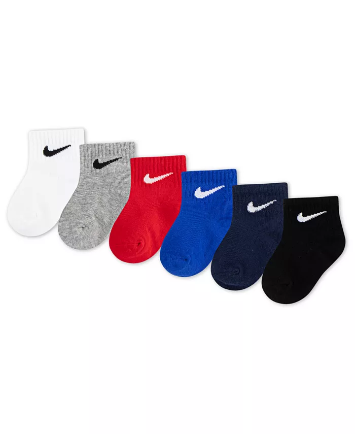 

Детские носки с логотипом Swoosh для мальчиков и девочек, 6 пар Nike, черный