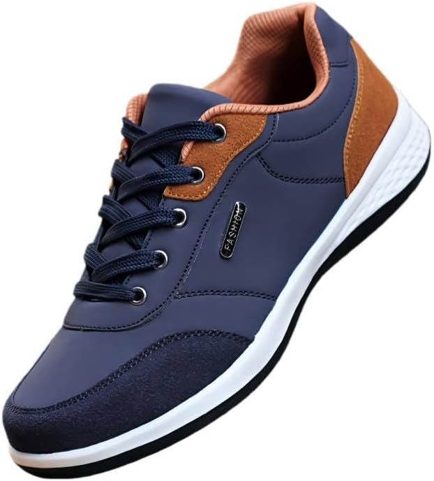 

Мужские низкие кеды в стиле бизнес-кэжуал - дышащие кроссовки на шнуровке с амортизирующей белой подошвой, варианты цветов: темно-синий/темно-синий/синий/фиолетовый - для всех сезонов, для офиса и путешествий Minlaidian