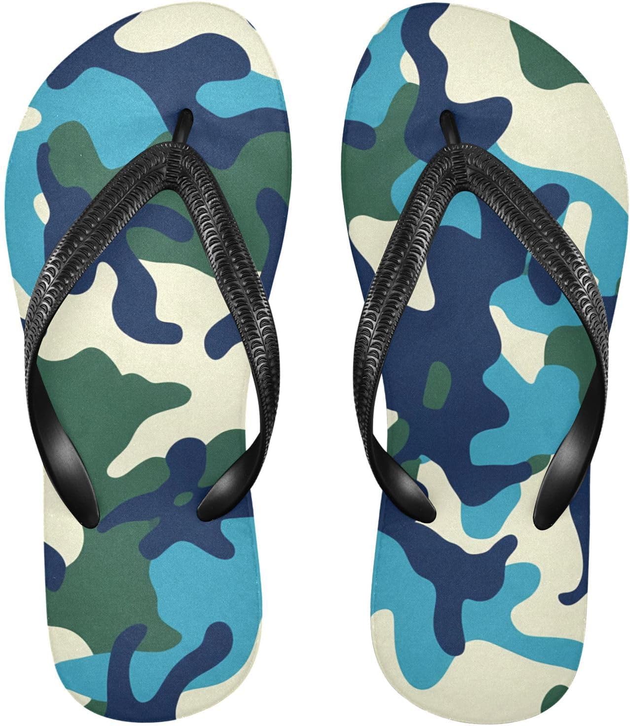 

Камуфляжные синие и бежевые шлепанцы для пляжа, резиновые нескользящие летние тапочки, сандалии для женщин и мужчин, для прогулок Sinestour