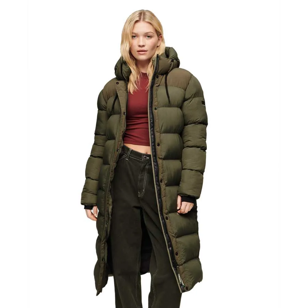 

Куртка Superdry Rips Longline, зеленый