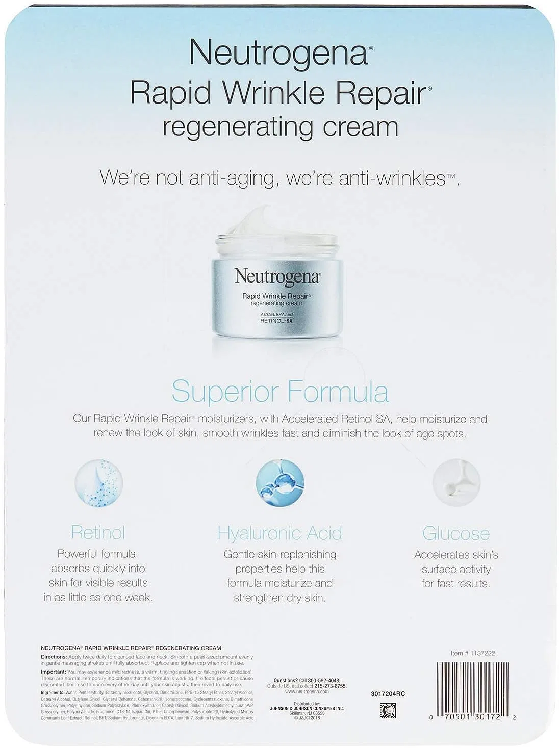 Дневной крем Neutrogena Rapid Wrinkle Repair Renewal Cream, 50 мл, 2 шт., для лица — фото 2