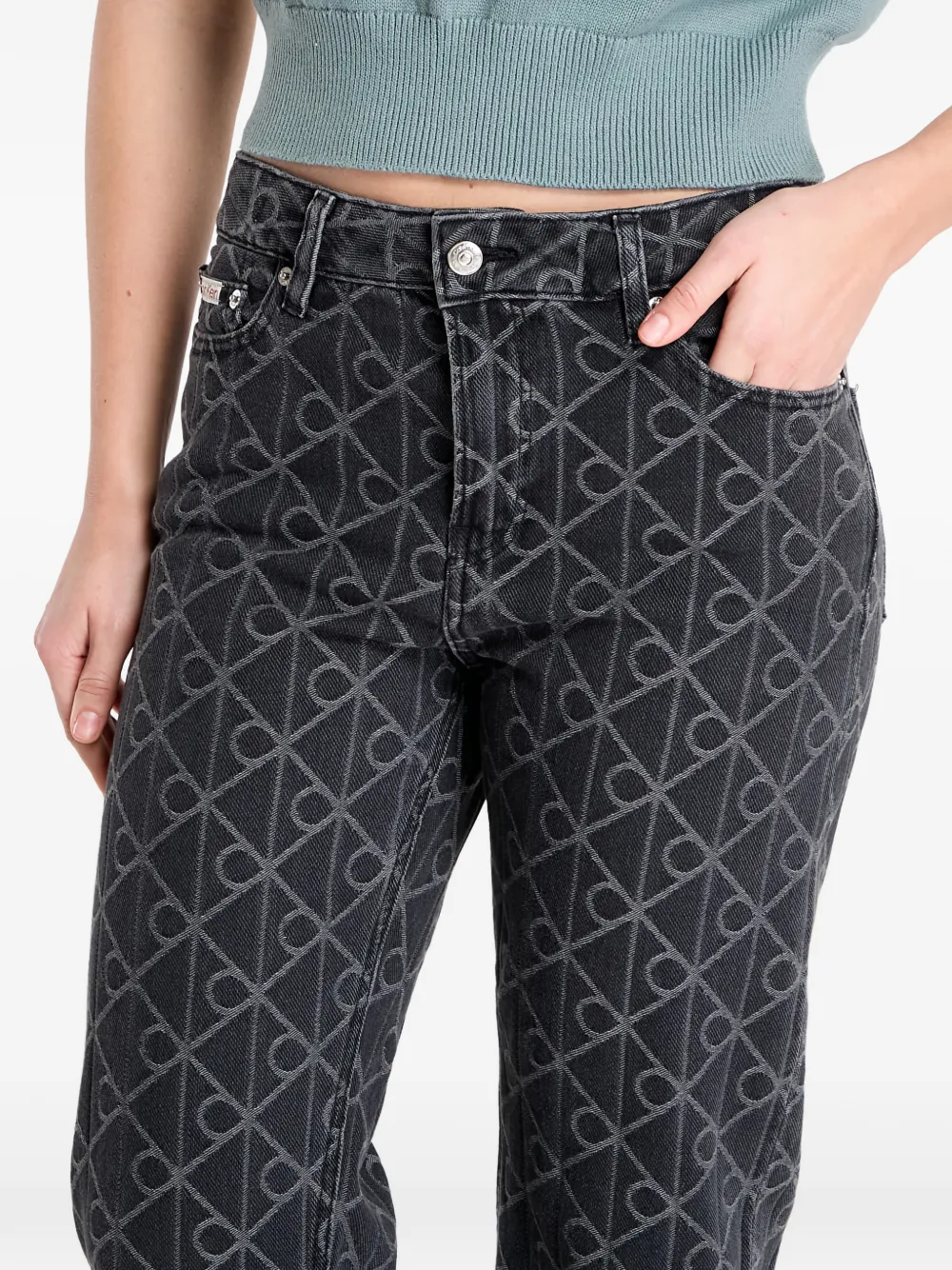 Фирменные прямые джинсы в стиле 90-х Calvin Klein, черный — фото 4