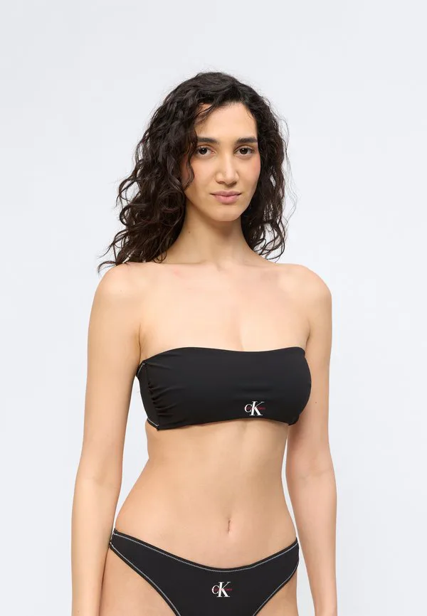 Бикини-Топ bandeau с графическим монограммным рисунком Calvin Klein Swimwear, Black — фото 3