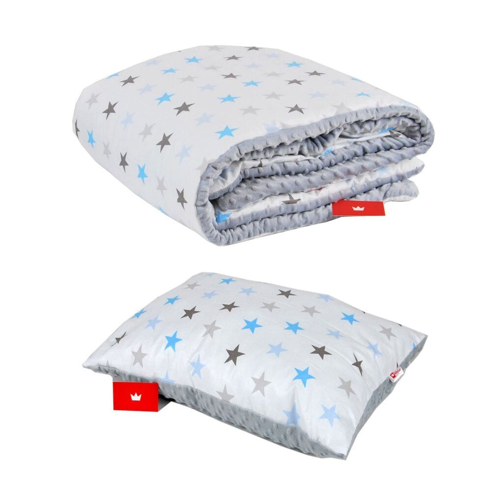

BABYLUX плед 100 х 150 см плед детский плед 4. Серый + звезды с подушкой