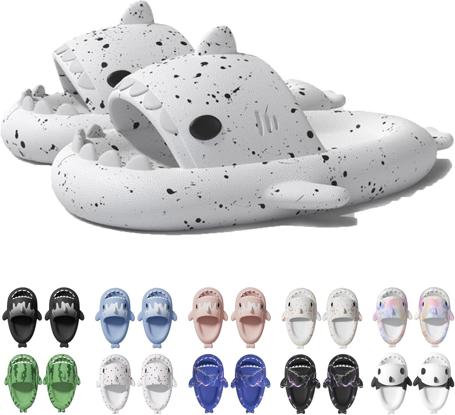 

Сланцы Jfxgjuv Ice Cream с акулой, сланцы с 3D забавными плавниками, унисекс сланцы с облаками и акулой, ЭВА сланцы с открытым носком для душа, бассейна, пляжа, белый/черный