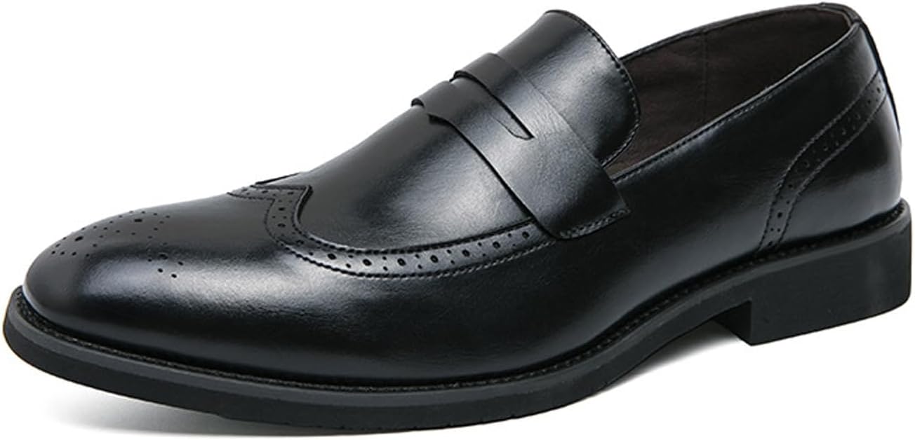 

Мужские классические туфли из натуральной кожи ручной работы, модные броги с крыловидным носком, удобные лоферы без шнурков, современная деловая обувь, классические оксфорды для свадеб, офиса и официальных мероприятий Bwseobg, черный