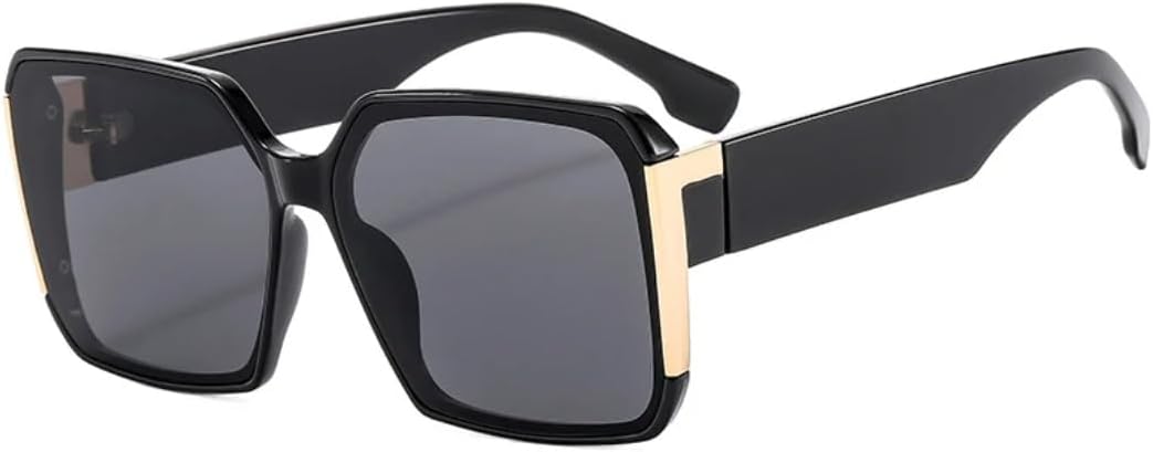 

Винтажные классические панк-солнцезащитные очки в квадратной оправе большого размера для женщин и мужчин, для активного отдыха, рыбалки и вождения, с защитой от УФ-излучения UV400 TVTBBVV, Black Gray