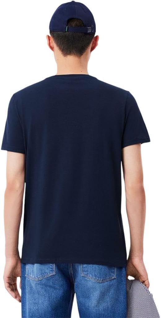 Футболка Lacoste, мужская, V-образный вырез из хлопкового джерси Pima, Navy Blue — фото 3