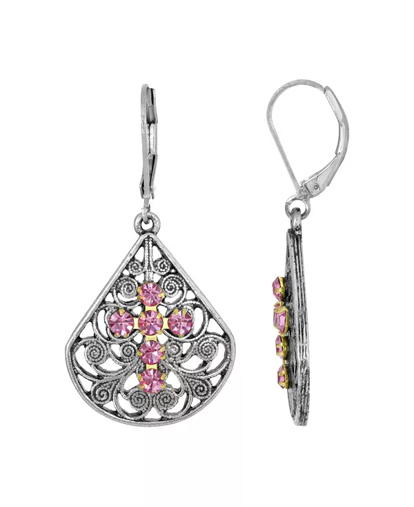 

Серьги-Кресты с красным кристаллом и оловянным веером 2028, pink