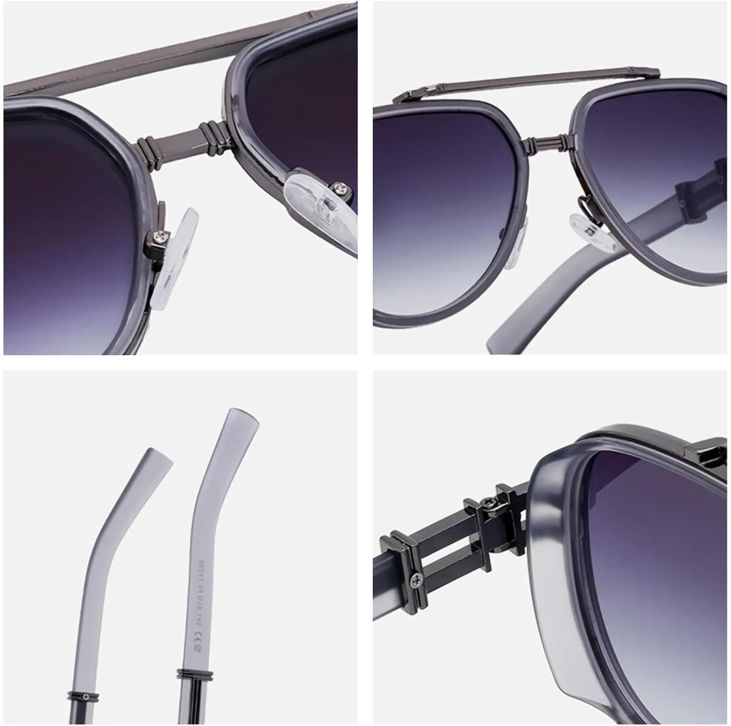 

Винтажные овальные солнцезащитные очки в стиле стимпанк для женщин и мужчин, роскошная модная металлическая оправа с двойной дужкой TVTBBVV, C1matteblackgray