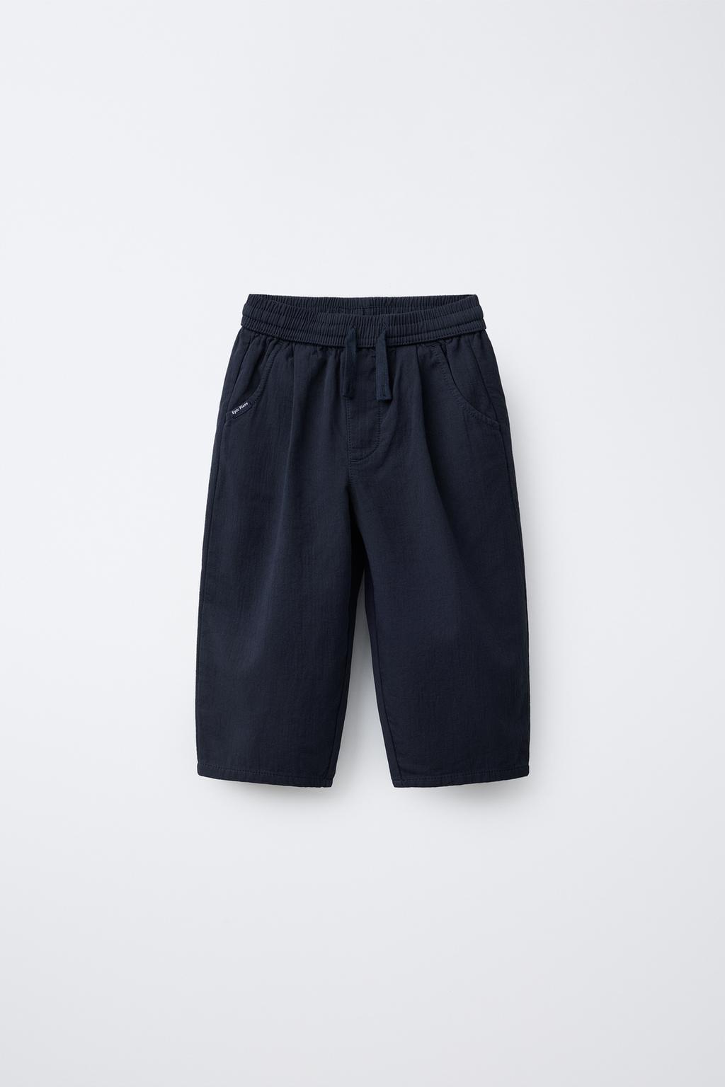 

Текстурированные мешковатые брюки ZARA, темно-синий