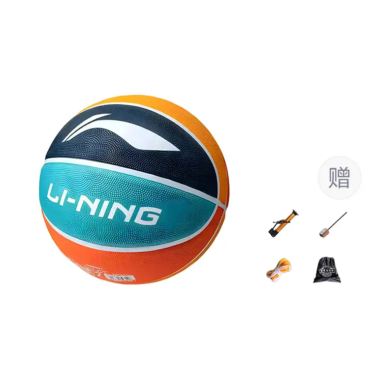 

LINING Резиновый баскетбольный мяч orange blue black размер 5 7 для зала, улицы, унисекс