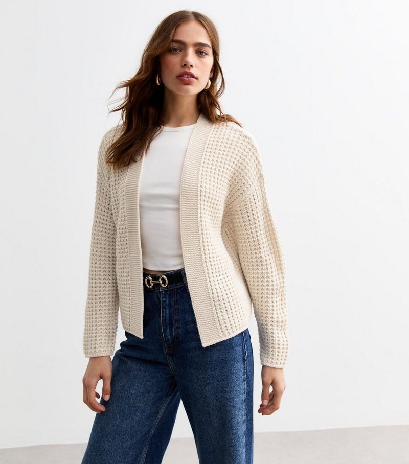 

Off-White Кардиган массивной вязки с открытым передом New Look, белый
