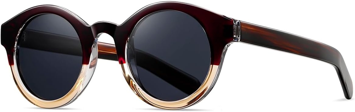 

Солнцезащитные очки унисекс в круглой оправе, ретро, ​​для женщин и мужчин, с защитой от УФ-излучения UV400, ацетатные дужки, винтажные поляризованные солнцезащитные очки weiyuchen, Brown Yellow Frame