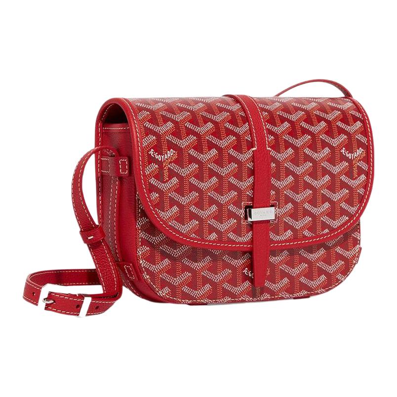 

GOYARD Бельведер холщовая с кожаным клапаном сумка-мессенджер через плечо унисекс, Red