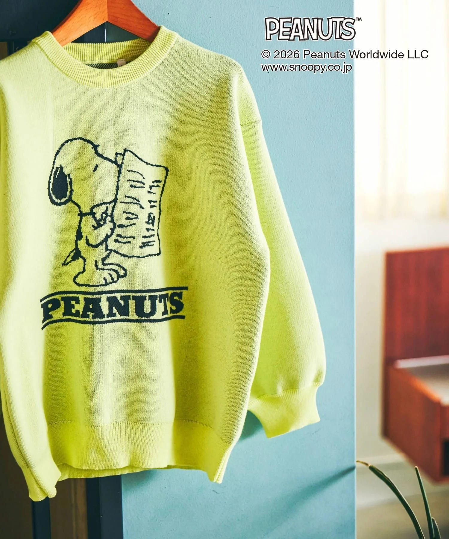PEANUTS / Вязаный пуловер, похожий на пот / Детский / 633929 GLOBAL WORK, Yellow/SNOOPY61
