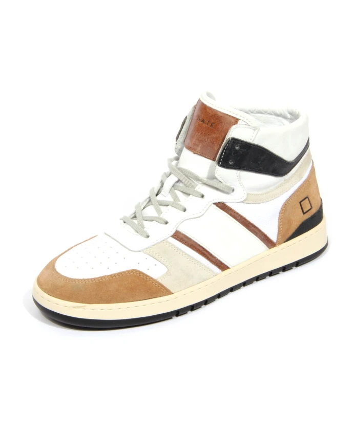 

Спортивные высокие кожаные туфли в стиле "лошадка" белого цвета D.A.T.E., мультиколор