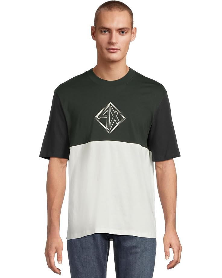 

Футболка Armani Exchange Color Block Logo Tee, цвет Jet Set/Off White/De