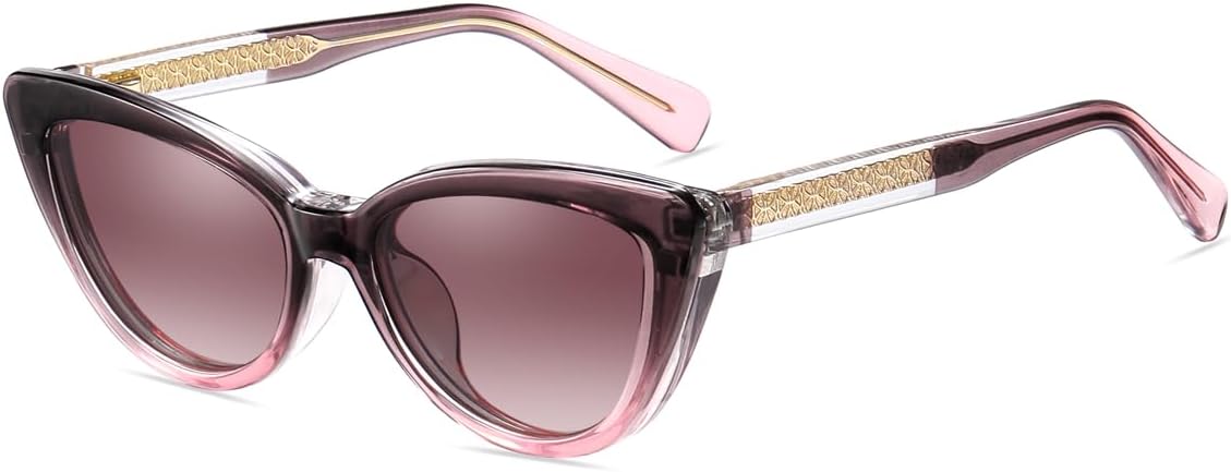 

Женские поляризованные солнцезащитные очки с зажимом, оправа TR90, толстая рамка, магнитная застежка, защита от синего света, форма «кошачий глаз» LIGOES, Grey Purple Pink