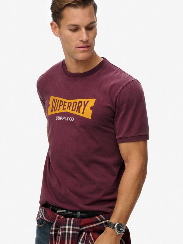 Heritage Tab хлопковая футболка свободного кроя с коротким рукавом и принтом Superdry, Port Red — фото 3